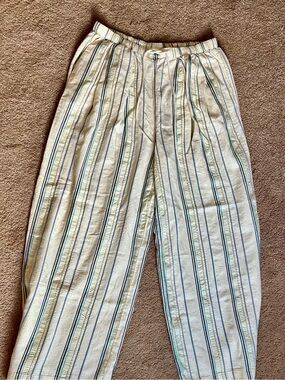 CALIA by Carrie Underwood Cream Striped Lounge Pants with Blue & Green Lines